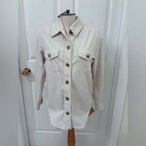 RW & Co Women's Cream Button-Down Pocket Shirt/Shacket ladies XS